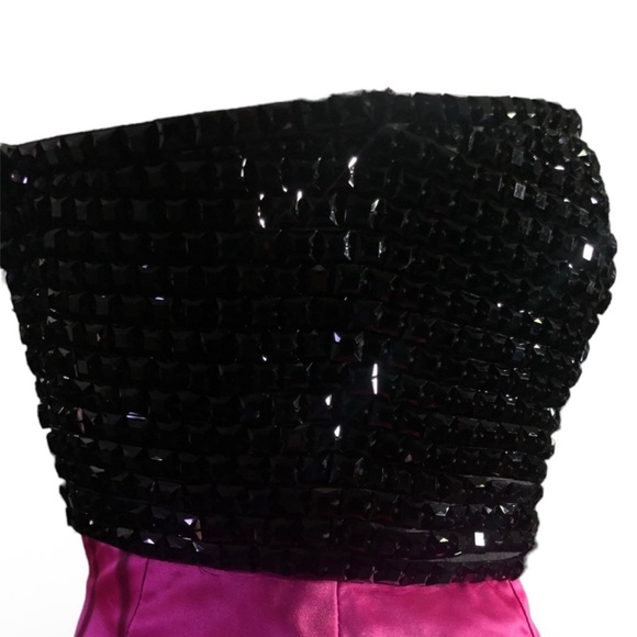 Sherri Hill Pink and Black Strapless Gown - Picture 5 of 5